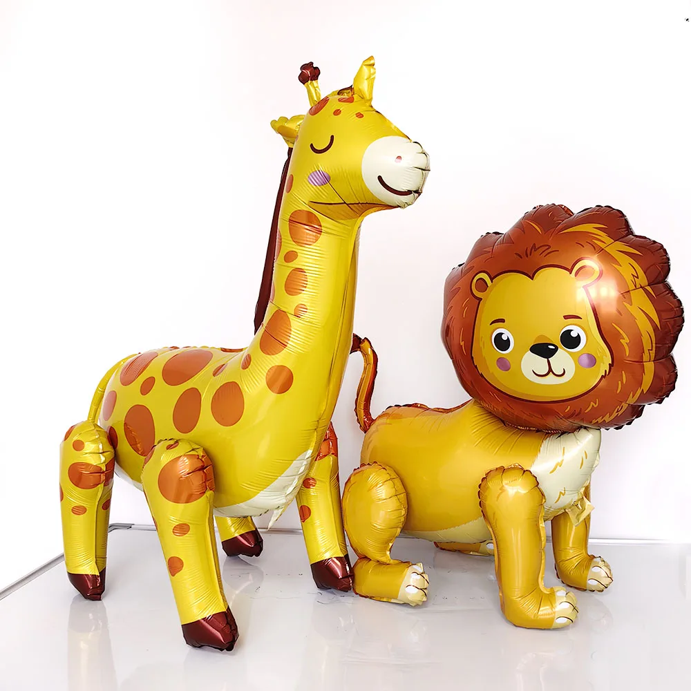 4D Standing Lion Giraffe Balloon Jungle Animal Balloons Baby Shower Globos Child Jungle Safari Birthday Party Decors Supplies