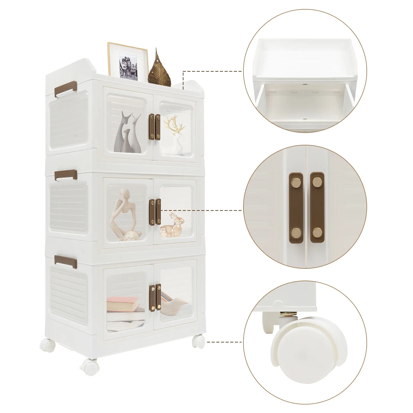 صناديق تخزين قابلة للطي بعجلات وأغطية - مكعبات بلاستيكية قابلة للتكديس مع أبواب لتنظيم سهل #5