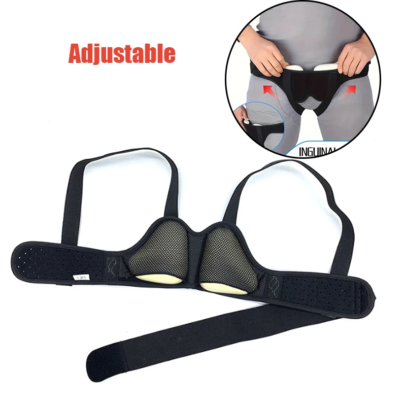 Adjustable Adult Hernia Belt Man Inguinal Groin Support Inflatable Hernia Bag With 2 Removable Compression Pads Pain Relief