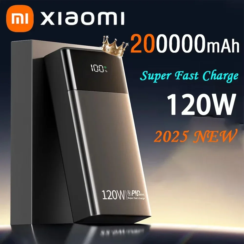 Xiaomi 200000 Caricabatteria portatile Power Bank a ricarica rapida da 120 W ad alta capacità mAh per iPhone Samsung Huawei