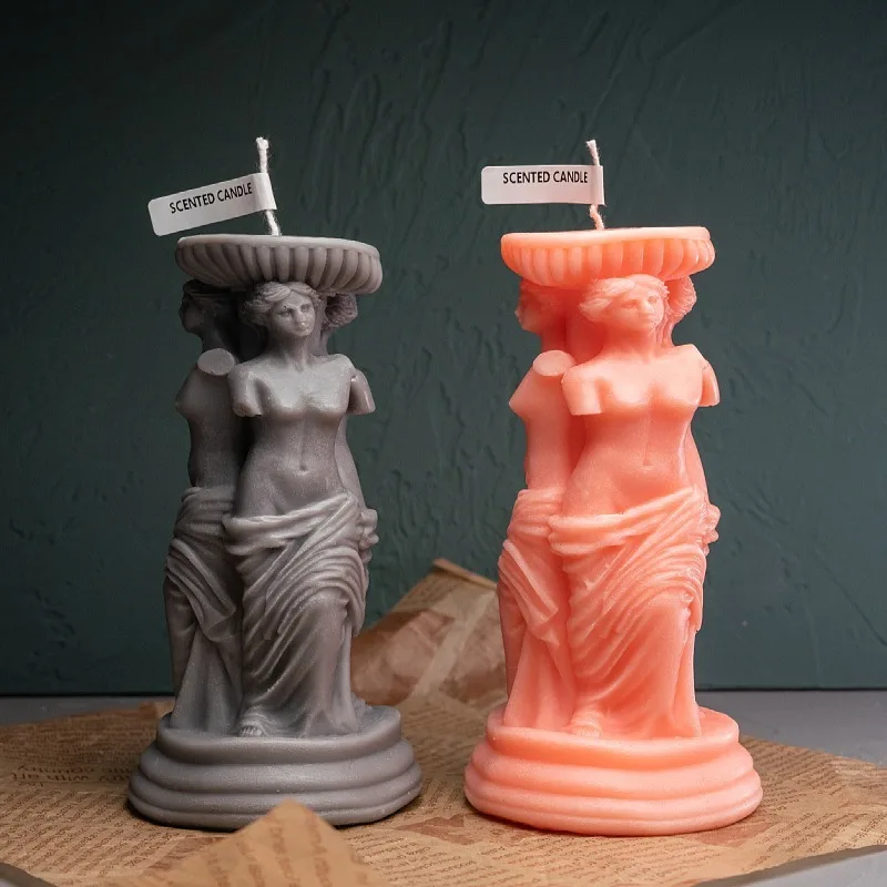 3-sided Venus Statue with Broken Arms, Scented Candle, Venus Goddess Column Sculpture Shape, Scented Candle, Home Decoration