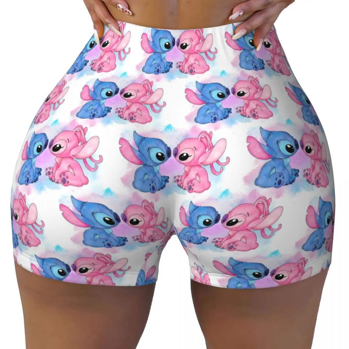 

Custom Wallpaper Angel Stich Gym Running Volleyball Shorts Women's Workout Yoga Shorts