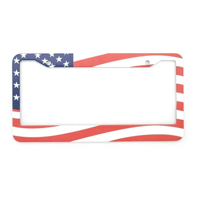 Popu 1pcs Car Decoration Universal Aluminum Alloy US Car License Plate Frame Cover Auto Accessory Waterproof Number Plate Holder