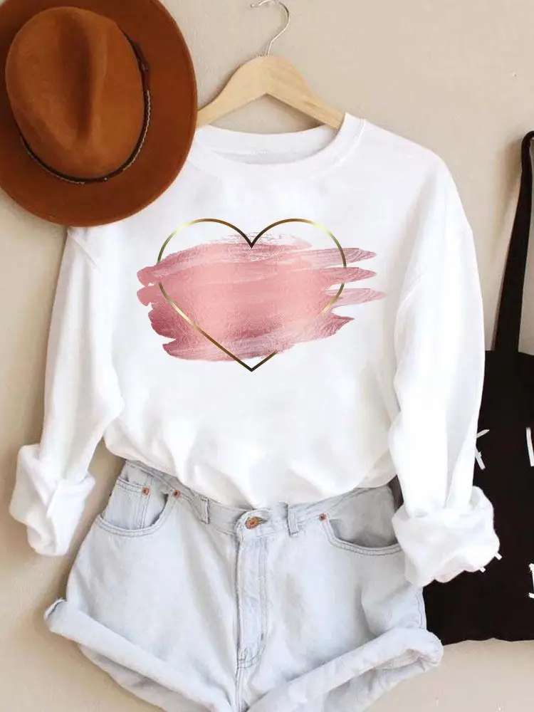 

Pullovers Watercolor Love Heart Cute Clothing Ladies Womens Spring Autumn Winter Hoodies Woman Female O-neck Casual Sweatshirts