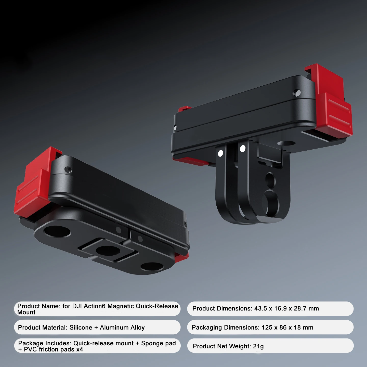 

Action 6 Camera Magnetic Quick Release Adapter Mount for DJI Osmo Action 6 Camera Stand Mount Adapter