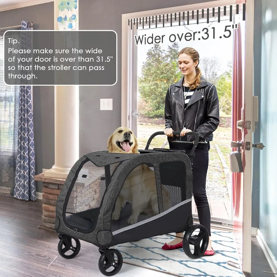 Dog Stroller for Large Dogs Extra Large Pet Stroller for Medium Dogs Dog Wagon Carriage Foldable Design Adjustable Handle with