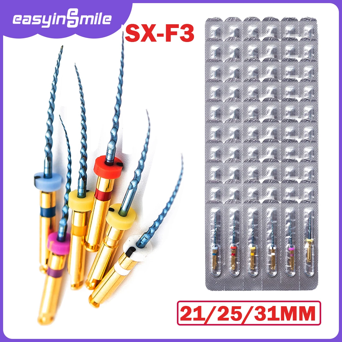 

1 or 10 Pks Easyinsmile Dental Endo X3-Pro Large Taper Files Rotary Engine Anti-Fatigue Root Canal Dentistry Material SX-F3 25MM
