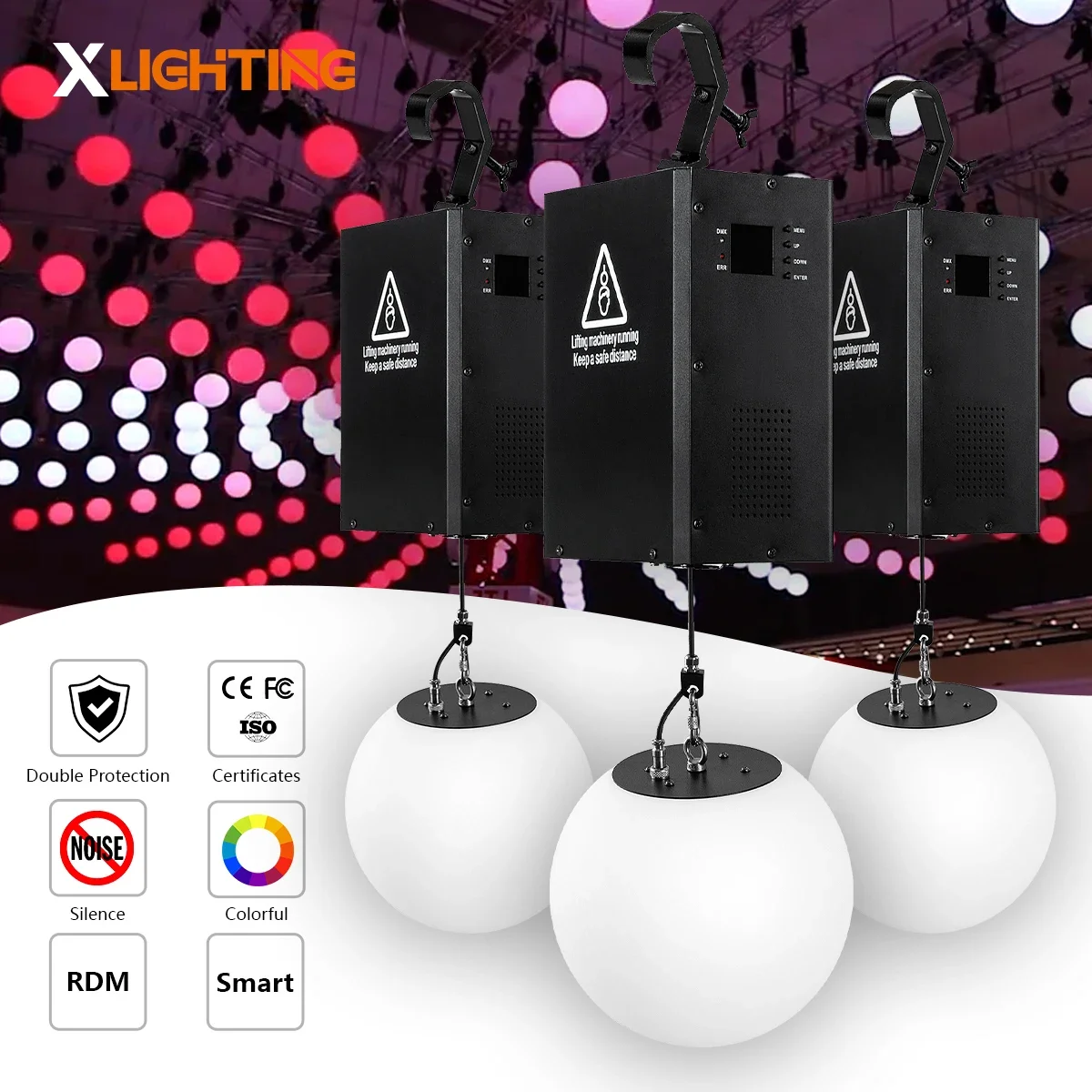 Event lights lifting up and down kinetic balls more smart setting kinetic lighting system