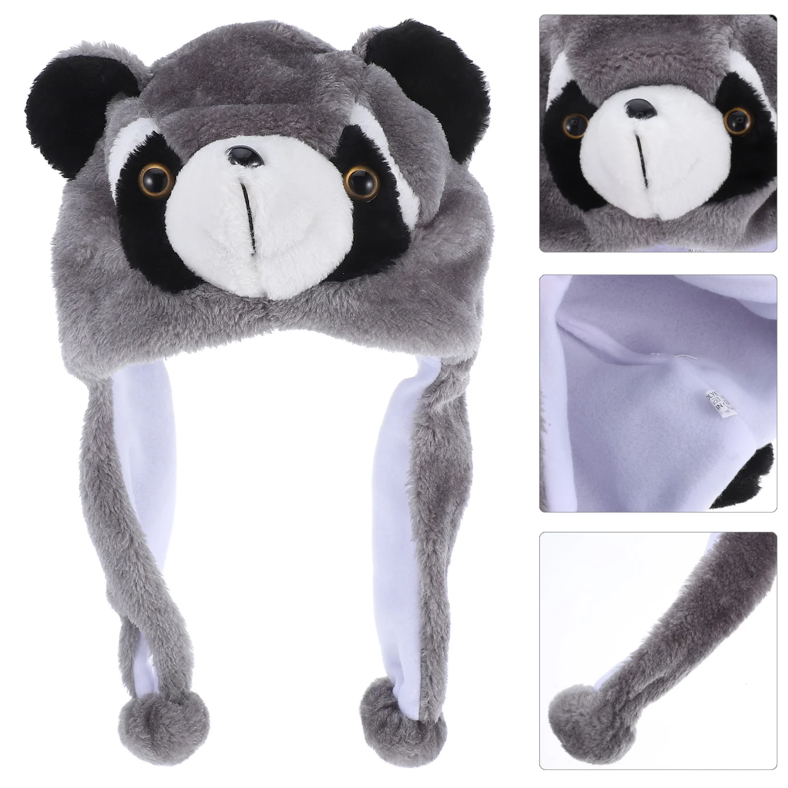 Raccoon Ear Protection Hat Hats with Ears Plush Protector Costume Kids Furry Cap Funny Toy Girls Winter Lovers