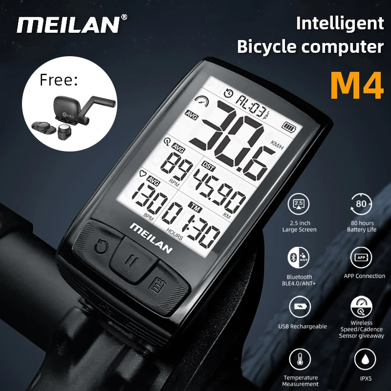 Intelligent Bike Computer Bluetooth ANT+ Gps for Bike IPX5 Waterproof Bicycle Speedometer 100h Battery Life Kilometer Counter 