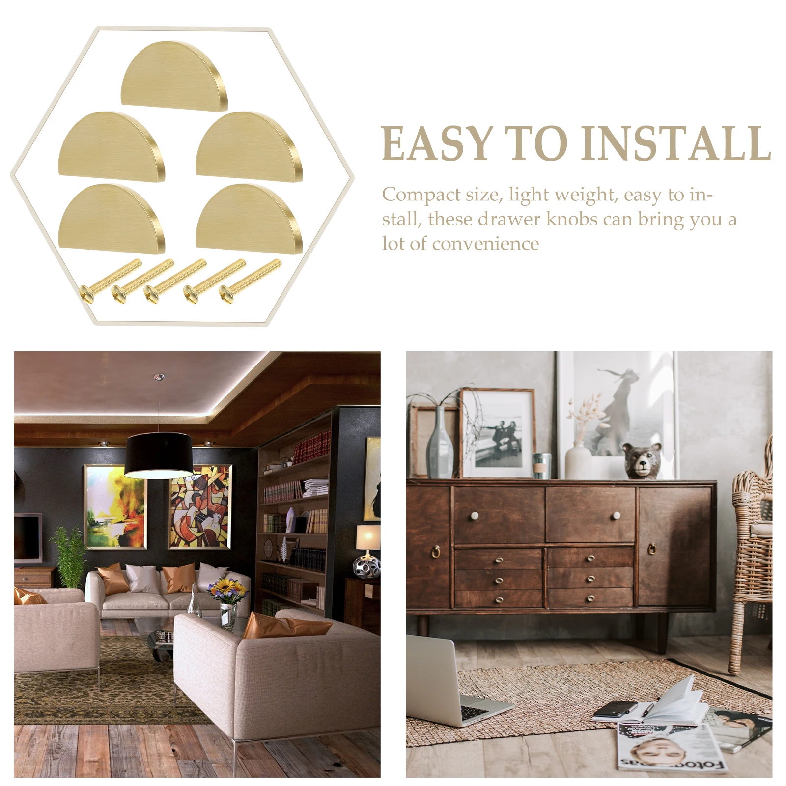 

5pcs Pure Copper Drawer Handles Furniture Knobs for Cabinets Dresser Doors Modern Kitchen Small Size Easy Install