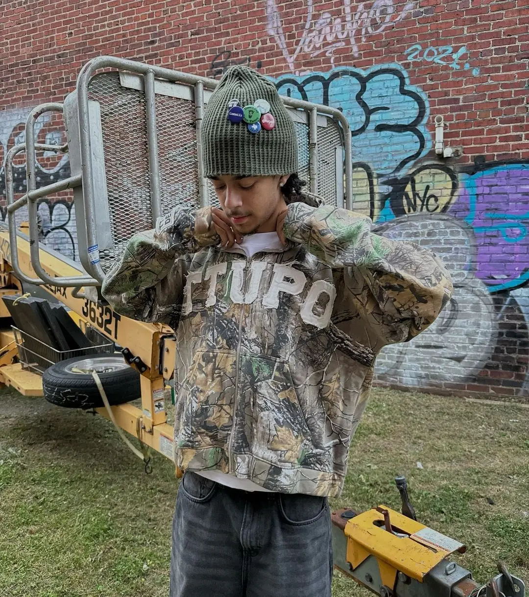 

Autumn New Man Letter Patchwork Camo Motorcycle Jackets Y2K Mens Streetwear Zip Up Tactical Bombers Jacket Veste Homme Techwear