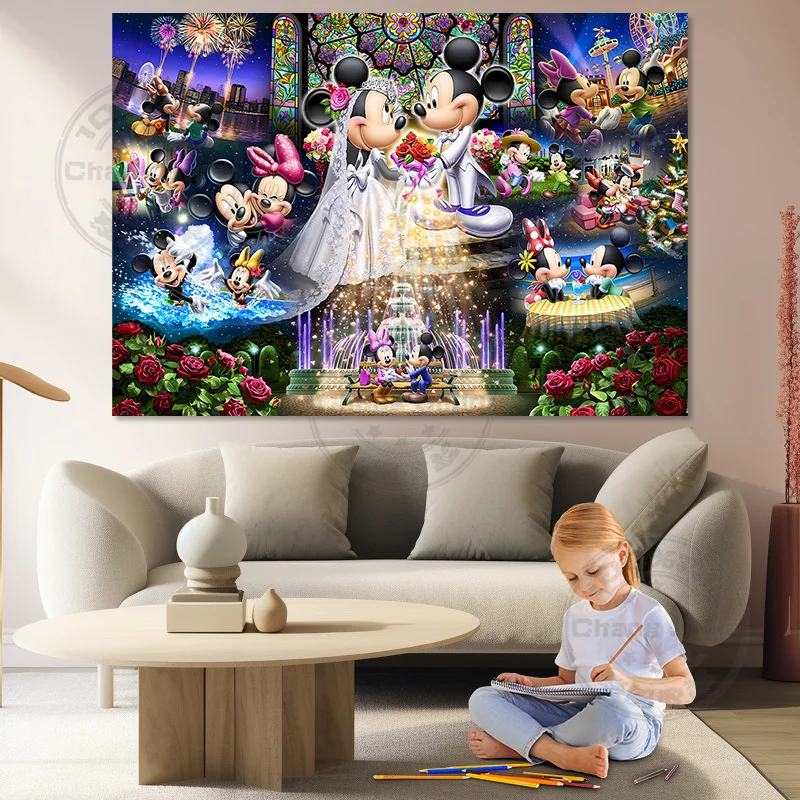 Toile de fond de la rue principale Disneyland pour enfants, affiche classique en vinyle, joyeux anniversaire, château Disneyland rose, tout fond Rick