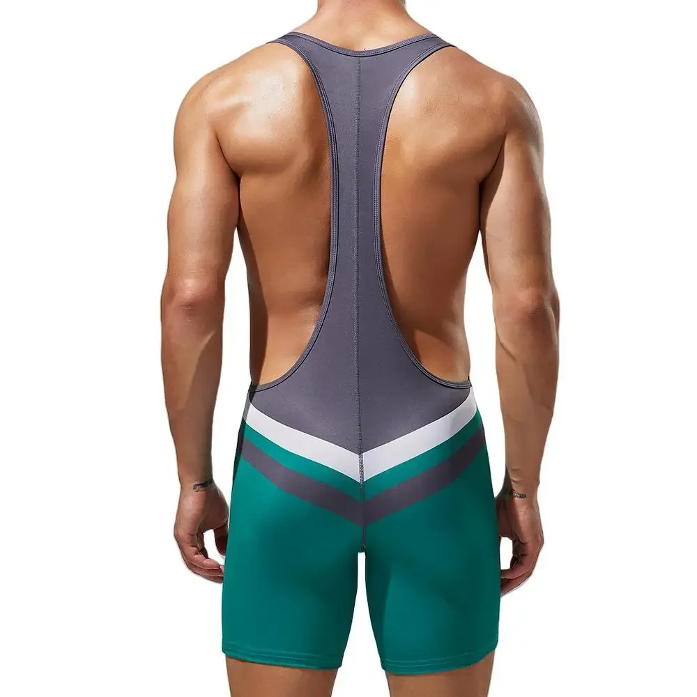 Bodysuit Mens Gym Undershirts Vest Underwear Wrestling Singlets Jumpsuits Bodybuilding Wear