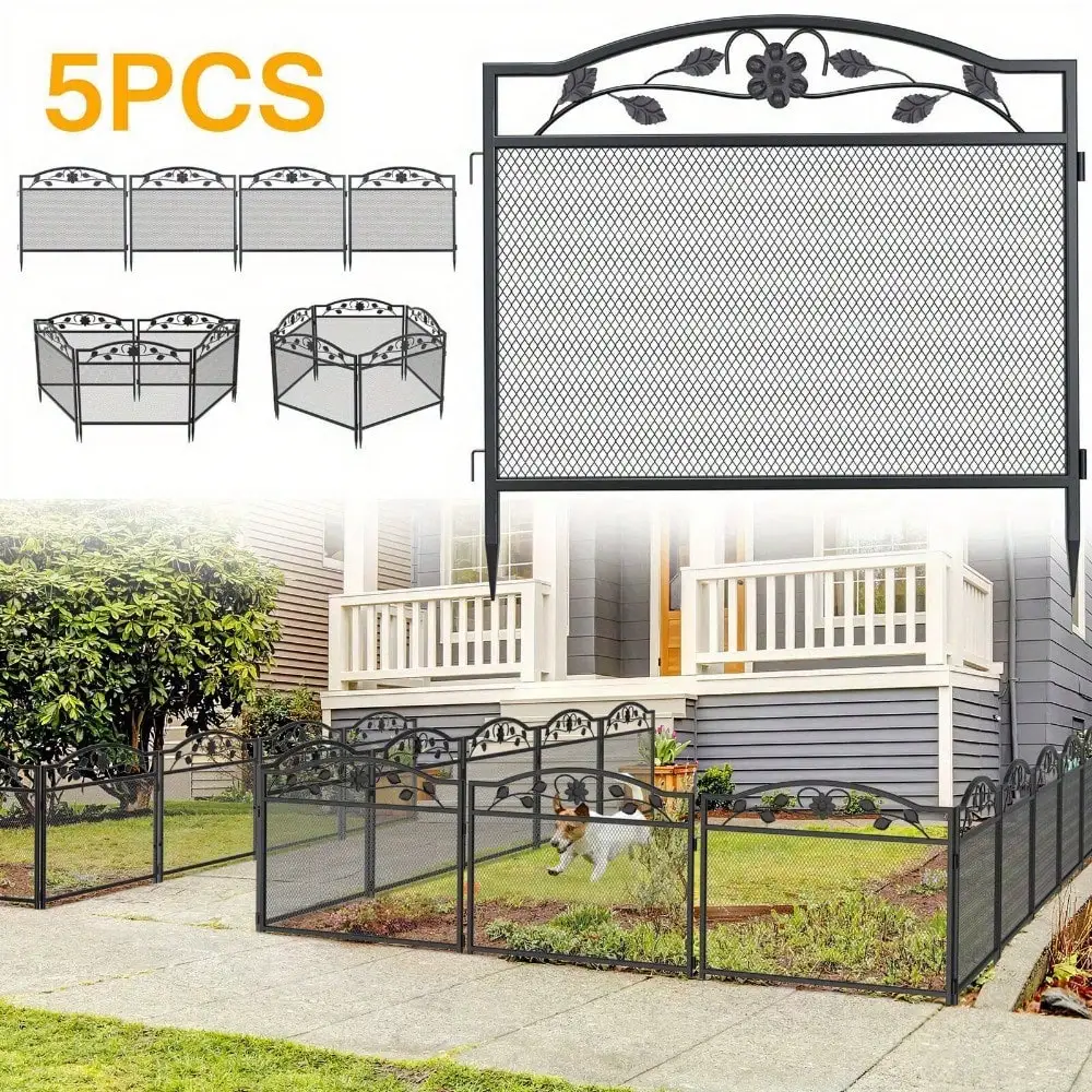 Taller Thicken Iron Garden Fence Panels Heavy Duty Veggie Flower Beds Anti-rust