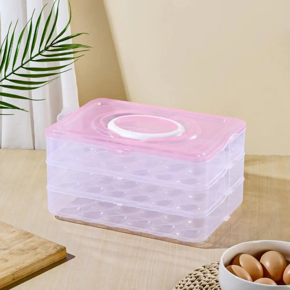 Refrigerator Egg Organizer Transparent 24-grid Egg Storage Box with Lid Handle Capacity Dustproof Container for Kitchen Fridge