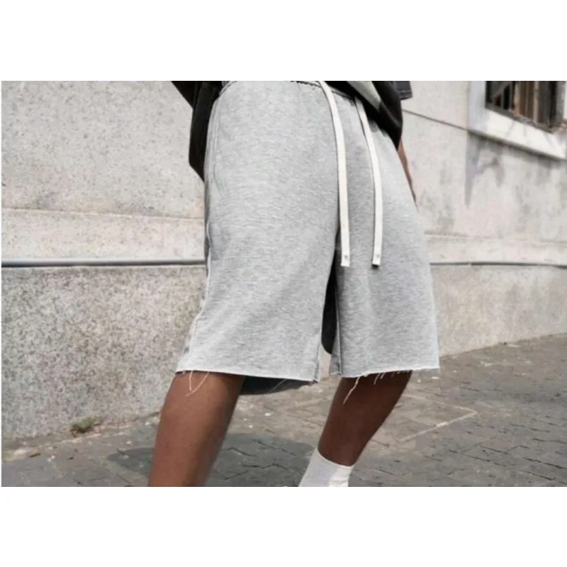 Men's Loose Casual Shorts Street Style Drawstring Waistband Gray Summer Shorts