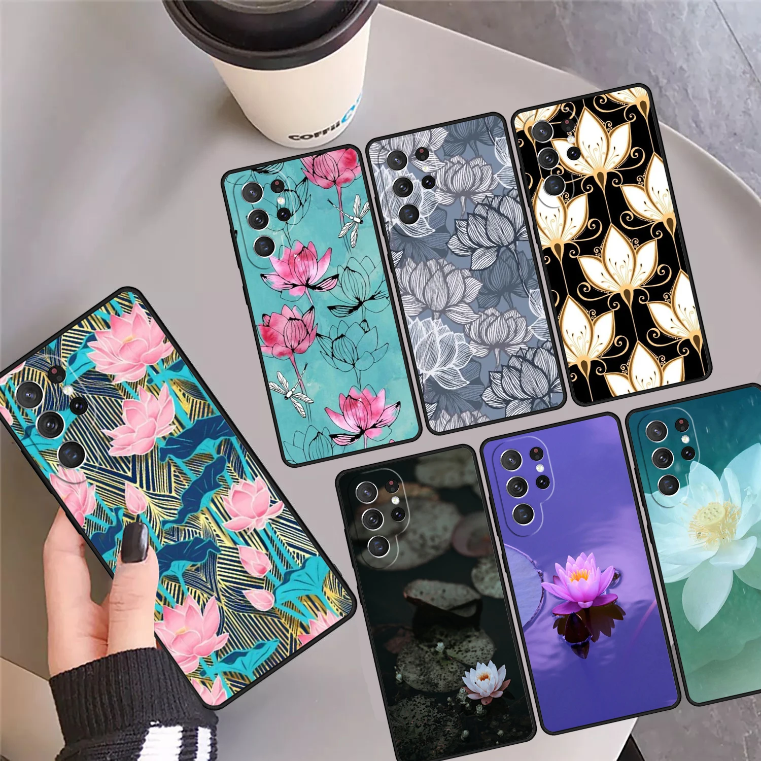 

Lotus Flower Phone Case Cover Coque For Samsung Galaxy S24 Ultra 23 S22 Plus S21 FE S20 S8 S9 S10 Note 10 Pro Note 20