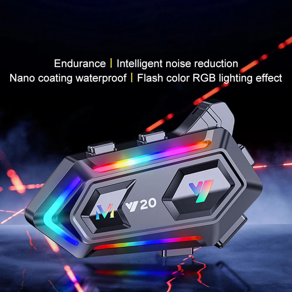 

Motorcycle Helmet Headset BT5.3 Noise Reduction RGB Lights Headphone IPX6 Waterproof Support Hands-Free Calling Voice Assistant