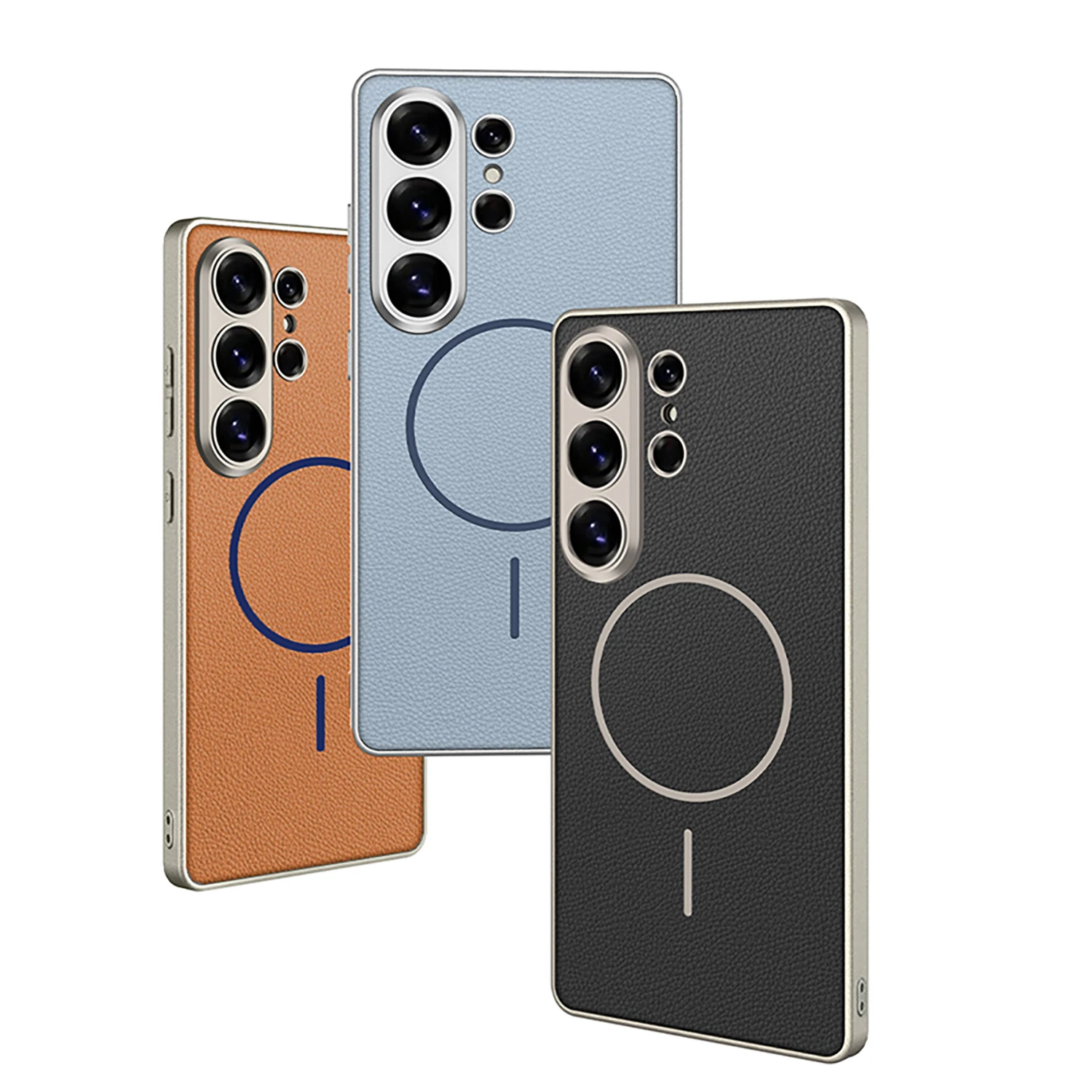 Luxuriöses Leder-Handyhülle für Magsafe Kabelloses Laden für Samsung Galaxy S26 Ultra Schlanke Matte Abdeckung für Galaxy S25 Ultra
