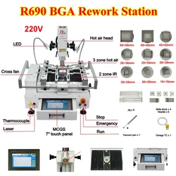 LY R690 V.3 4300W BGA Solder Stations Rework Welding Machine 3 Zones Hot Air Touch Screen Control with Laser Point for Repairing