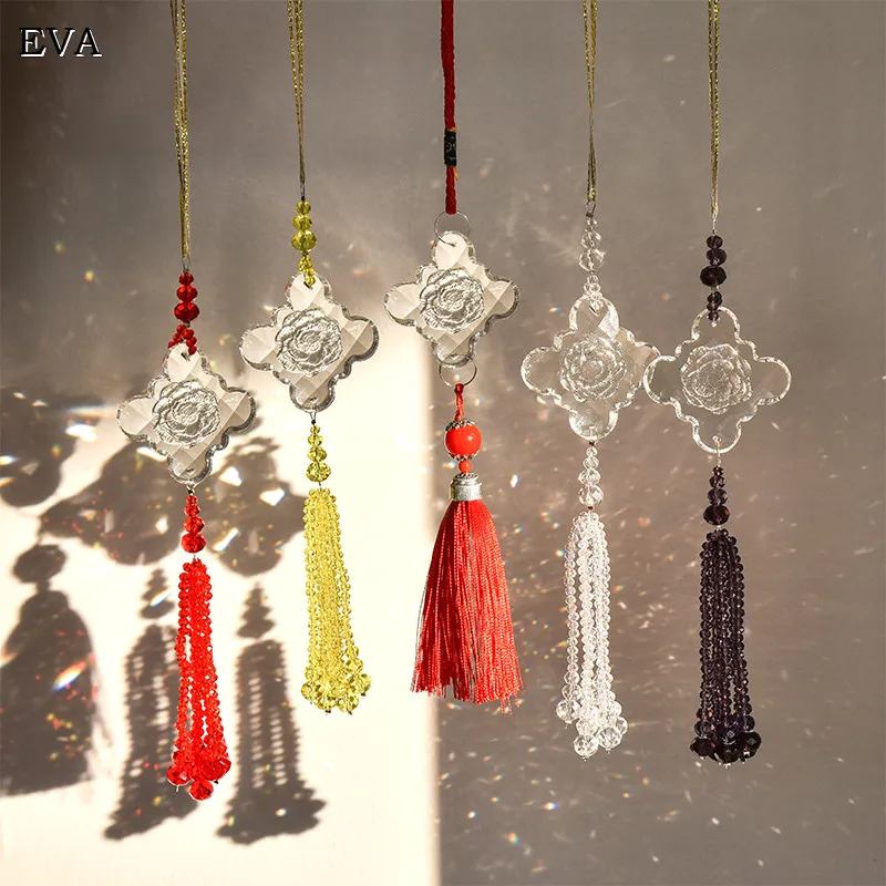 Brilliant Chinese Knot Crystal Pendant, Mother's Day Birthday Gift, Home Garden Decoration Wind Chime Pendant