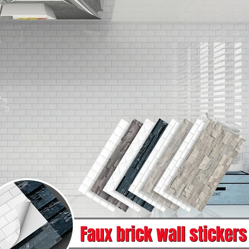 

Faux Brick Wall Stickers Self Adhesive Removable Kitchen Oil Proof Sticker Modern Style Home Decoration Renovation Wallpaper