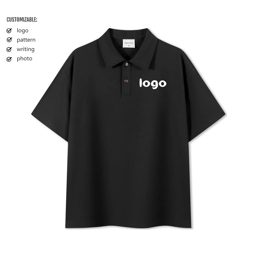 

Personalised Polo T Shirts Unisex Solid Color Lapel Shirt Fashion Leisure Streetwear Custom Logo Pattern Photo DIY Y2k Tees New