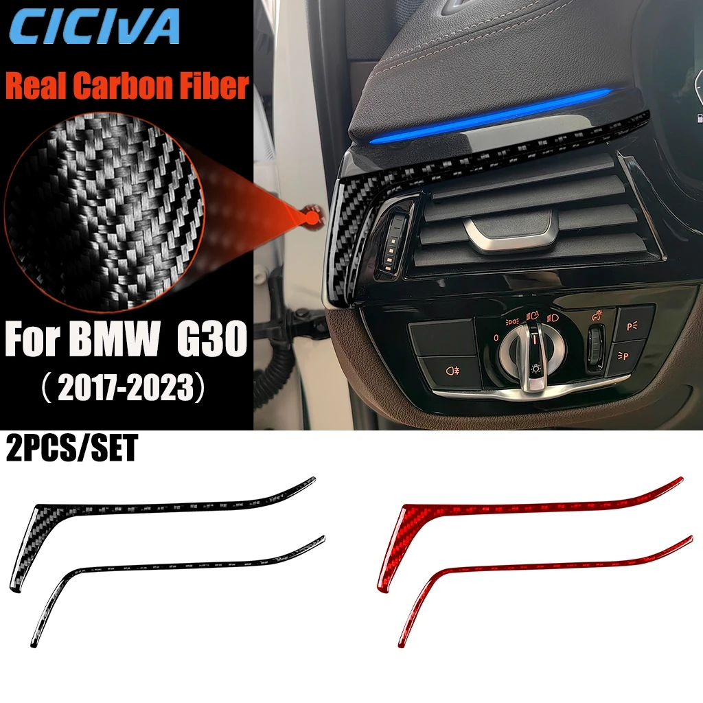 

Автомобильные аксессуары из углеродного волокна, полоса вентиляционного отверстия водителя, модифицированная внутренняя накладка, мягкая наклейка для BMW 5 серии G30 2016-2023