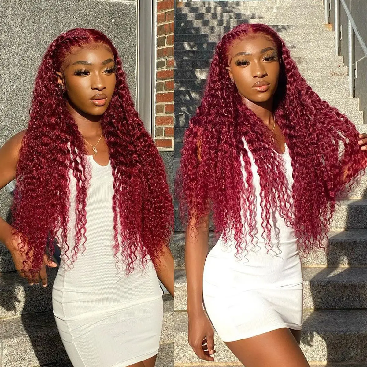 

Swupod 13x4 13x6 220 Density Transparent HD Lace Front Wig for Women Deep Wave Frontal Human Hair 99J Burgundy Color Glueless