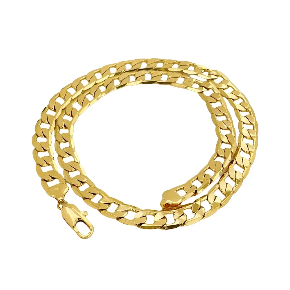 GoldEclat   Luxury 24K 9999 Pure Gold real gold Men's and Women's 10MM Cuban Necklace 50cm 55cm 60cm 65cm 70cm 75cm