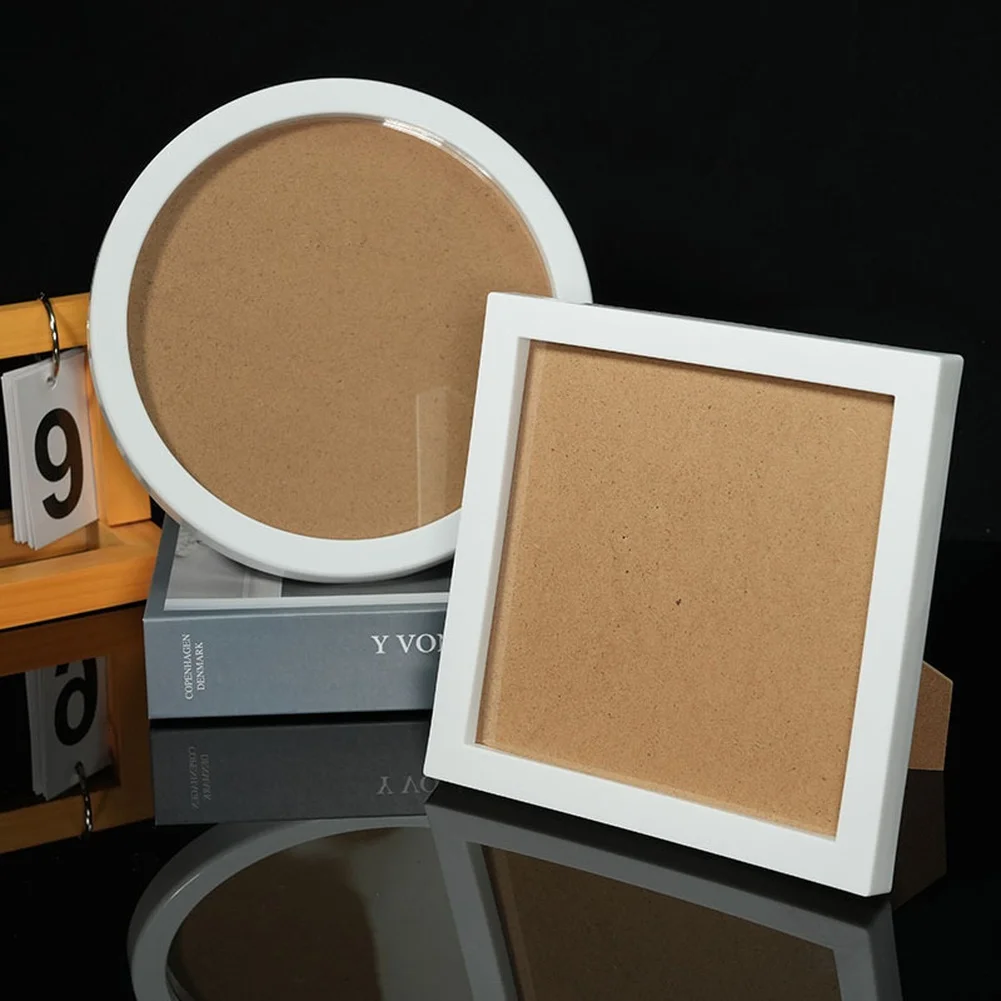 2Pcs 19cm PVC Photo Frame Square Round Photo Frame Ornament Plastic Craft Frame DIY Craft Children Artwork Modern Photo