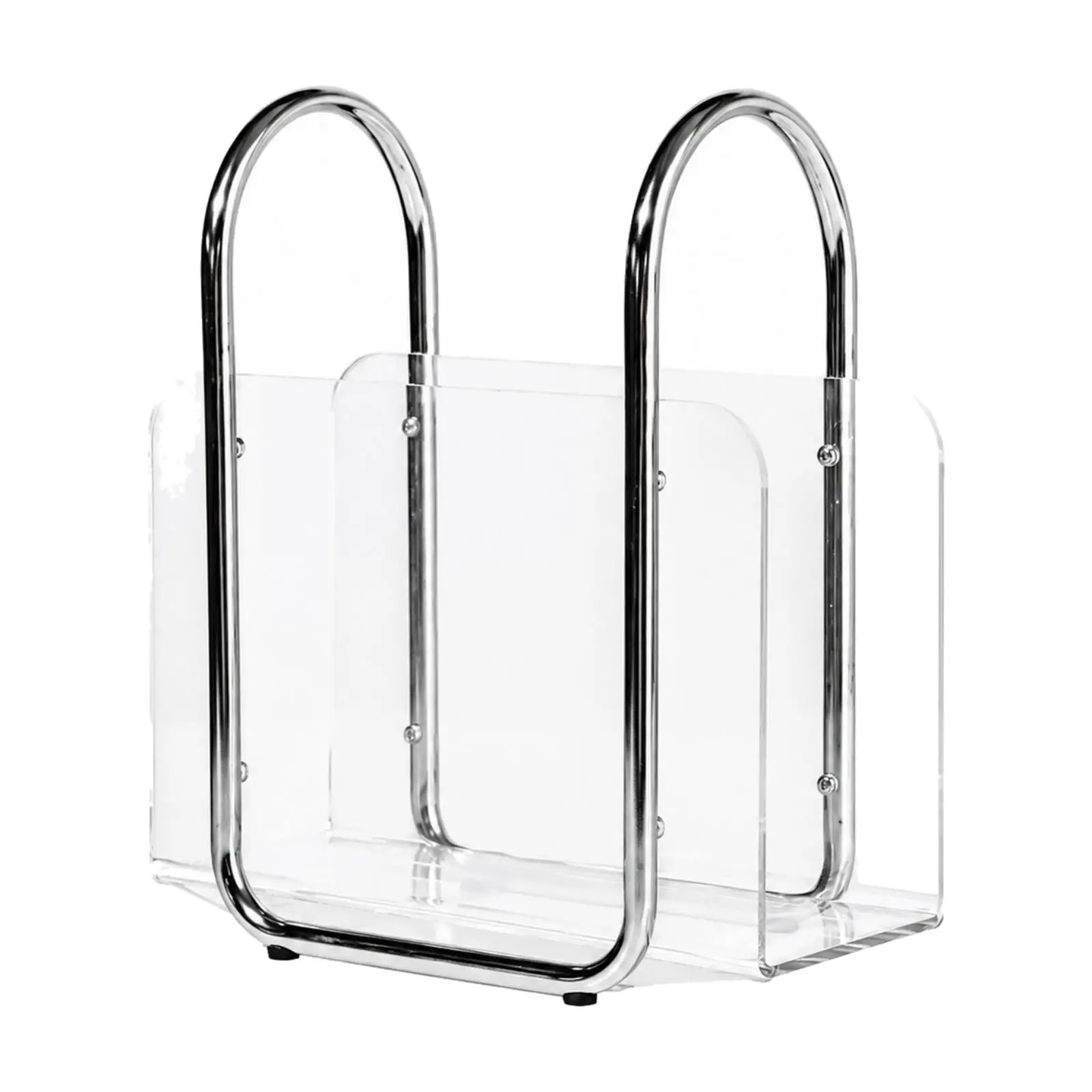 Acrylic Book and Magazine Holder Transparent Book Holder with Shiny Loop Handle Space-Saving Freestanding Reading Material