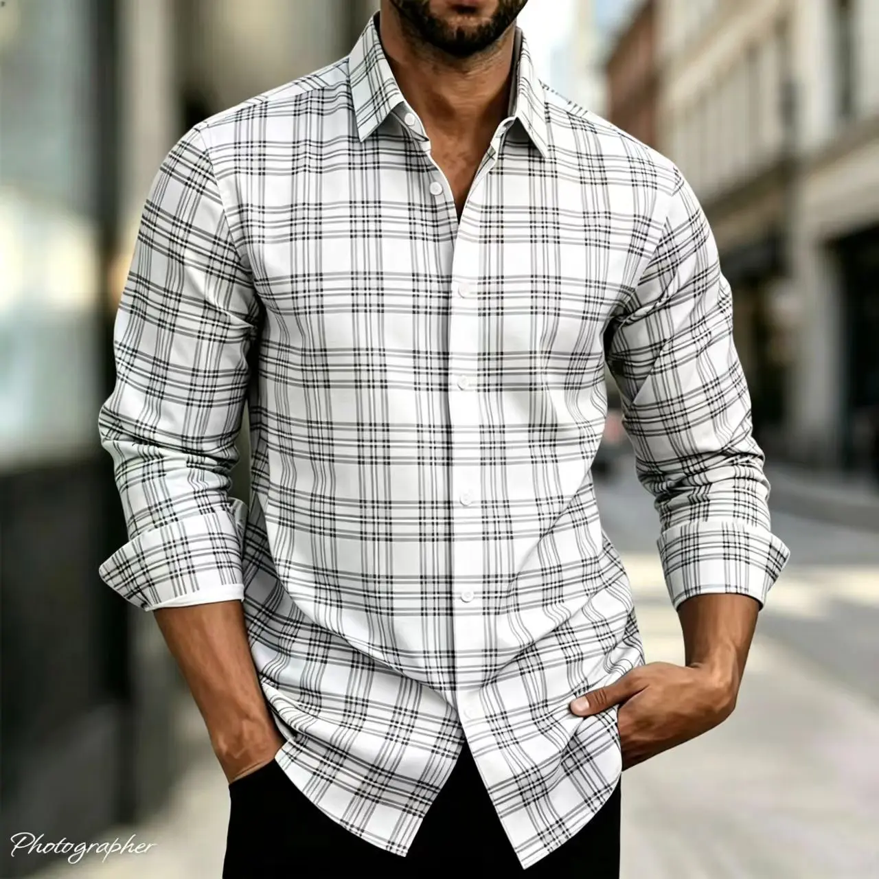 2026 new fashionable men's long sleeved checkered shirt,formal long sleeved checkered shirt,breathable and comfortable，plus size