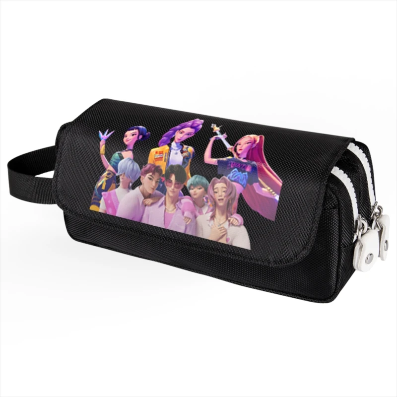

Kpop Demon Hunters пенал с мультяшным принтом Saja для мальчиков, многослойная сумка для хранения ручек большой емкости, студенческий пенал