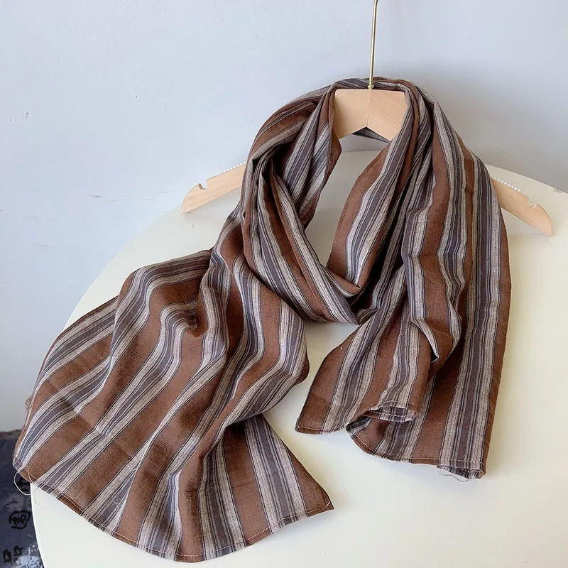 Autumn And Winter New Vintage Plaid Fashion Wild Warm Shawl Outdoor Sunscreen Silk Cotton Scarf For Women