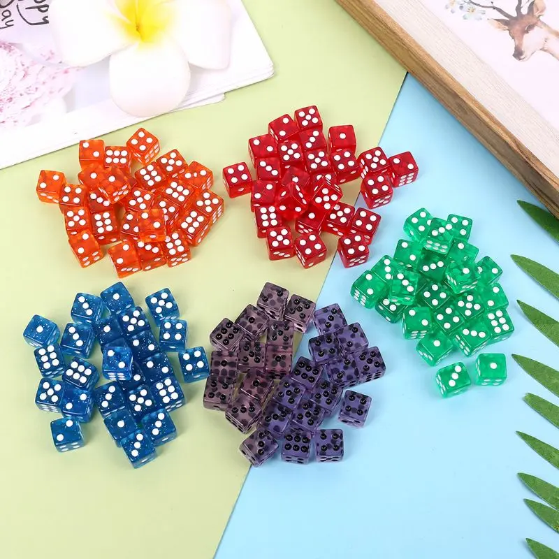 25 Pcs/Set New Party Game 12 Square Transparent Dices Colorful Club for Pla