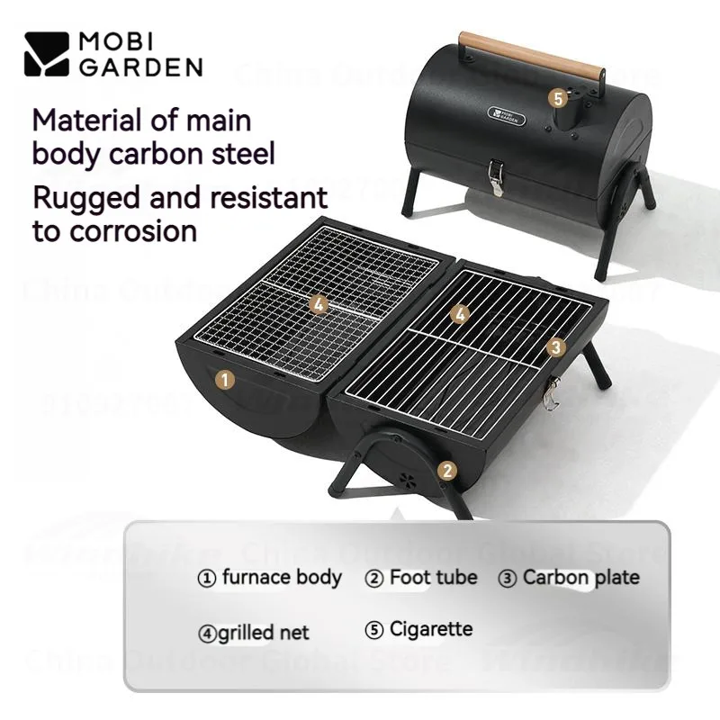 MOBI GARDEN Outdoor Camping Double-Sided Barbecue Grill Dual-Purpose Portable Barbecue Stove Courtyard American BBQ Grill