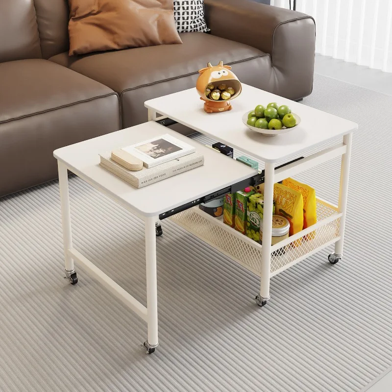 retractable movable coffee table living room household multi-functional sofa table cream style mesa de centro home furniture