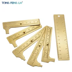 0-60mm/0-80mm/0-100mm/0-120mm Small Copper Ruler Pure Brass Products Mini EDC Tool Scale Ruler Portable Retro Bookmark Ruler