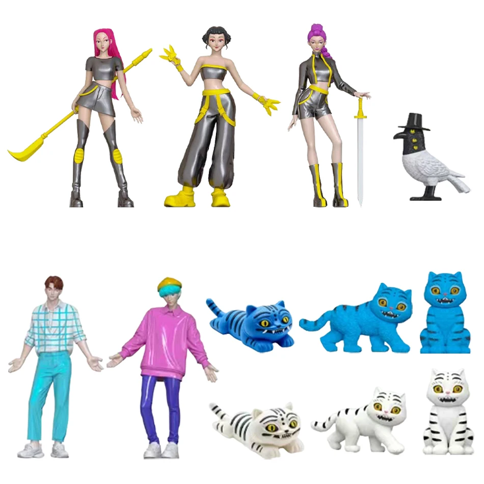 24 Uds Anime Kpop Demon Hunters caja Tiger Rumi Mira Zoey figura de acción Kits de estatuillas PVC modelo juguetes tarjetas a juego regalo al por mayor