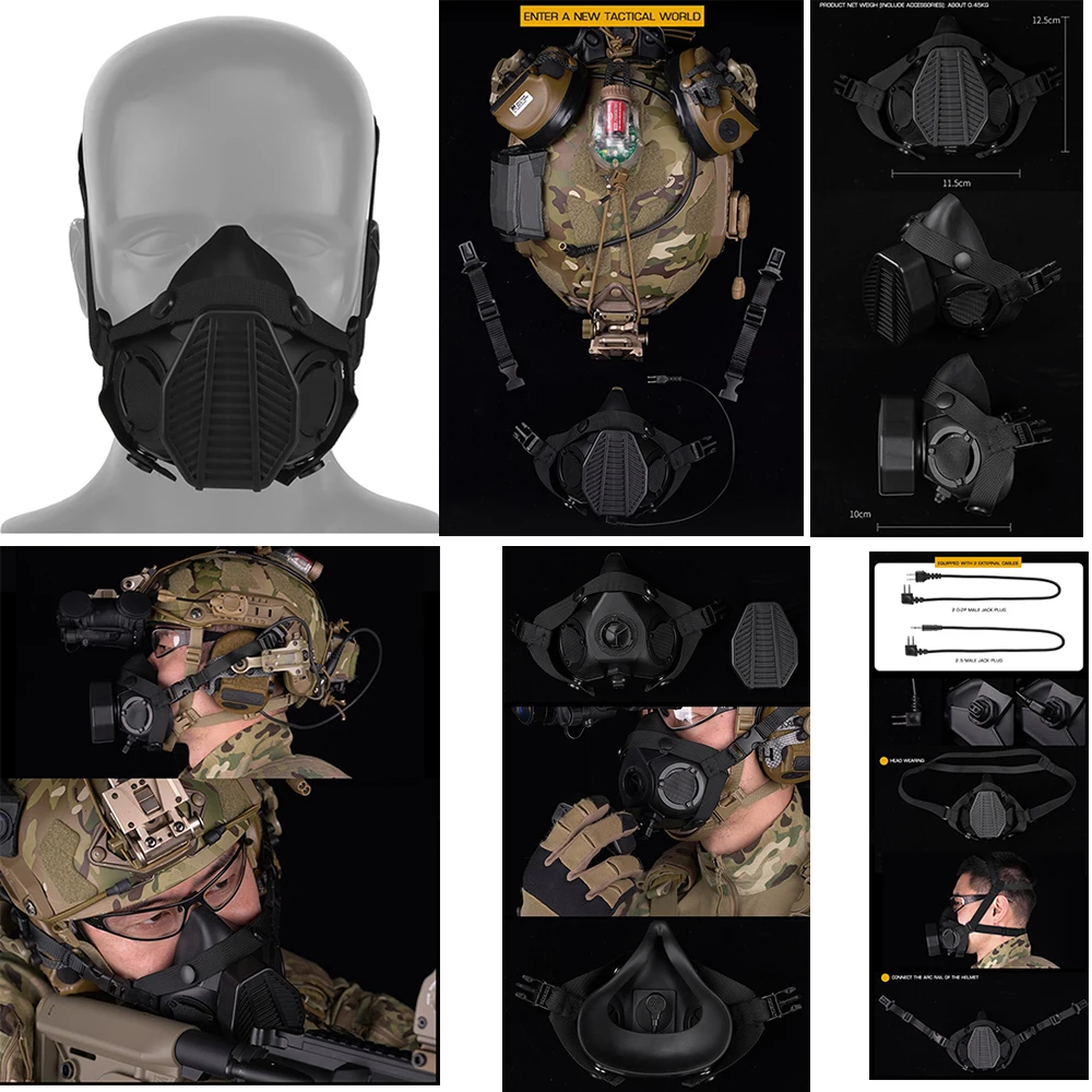 

NEW Outdoor Sport Tactical Replaceable HEPA Filter Anti dust Half Masks ,Special Mask With MIC Communication Respirator Mask
