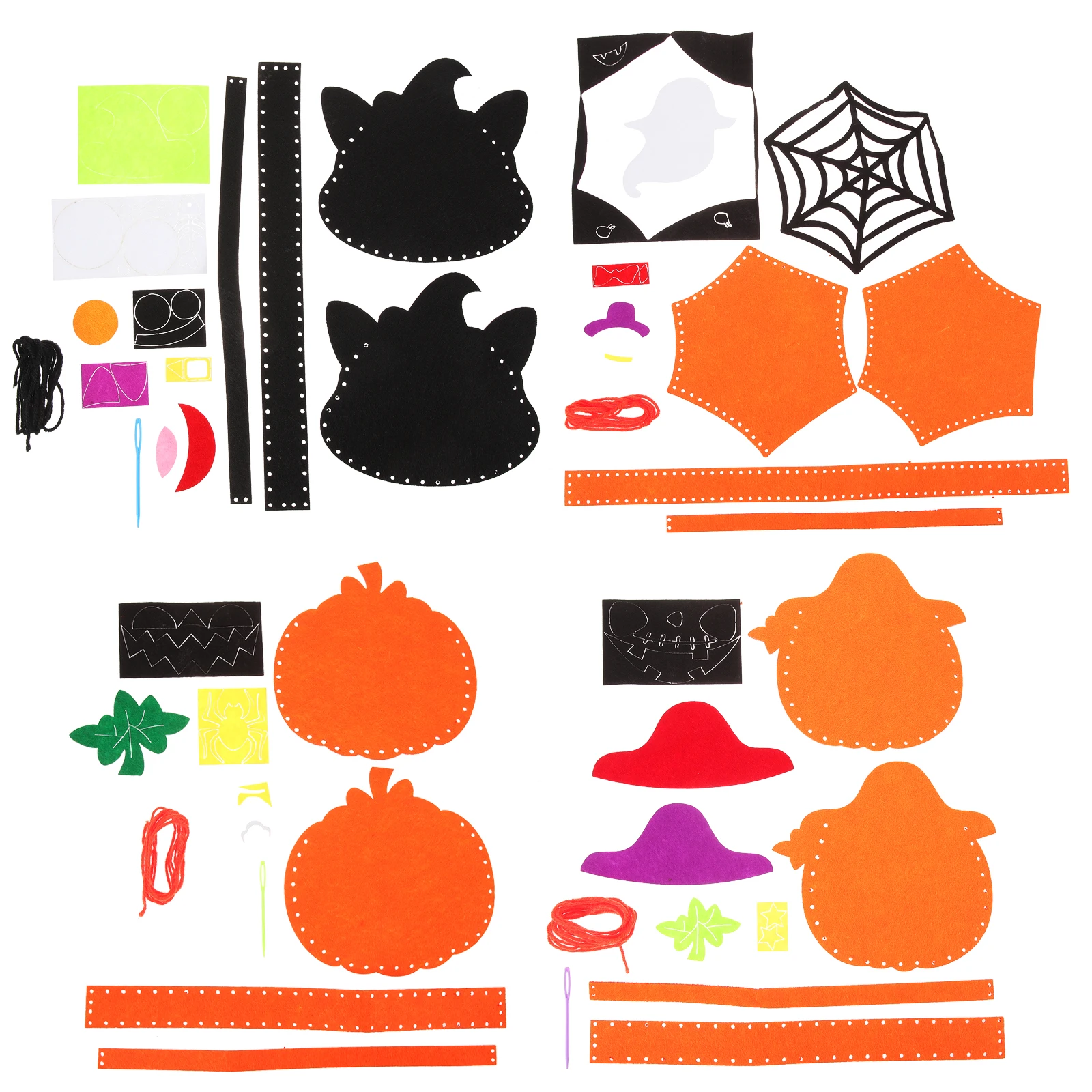 

4 set 4 Sets Candy Bags Diy Handmade Treat Pouch Goodie Bag Gift Wrapping Costume Decor Halloween Favor Tote Bag Halloween Party