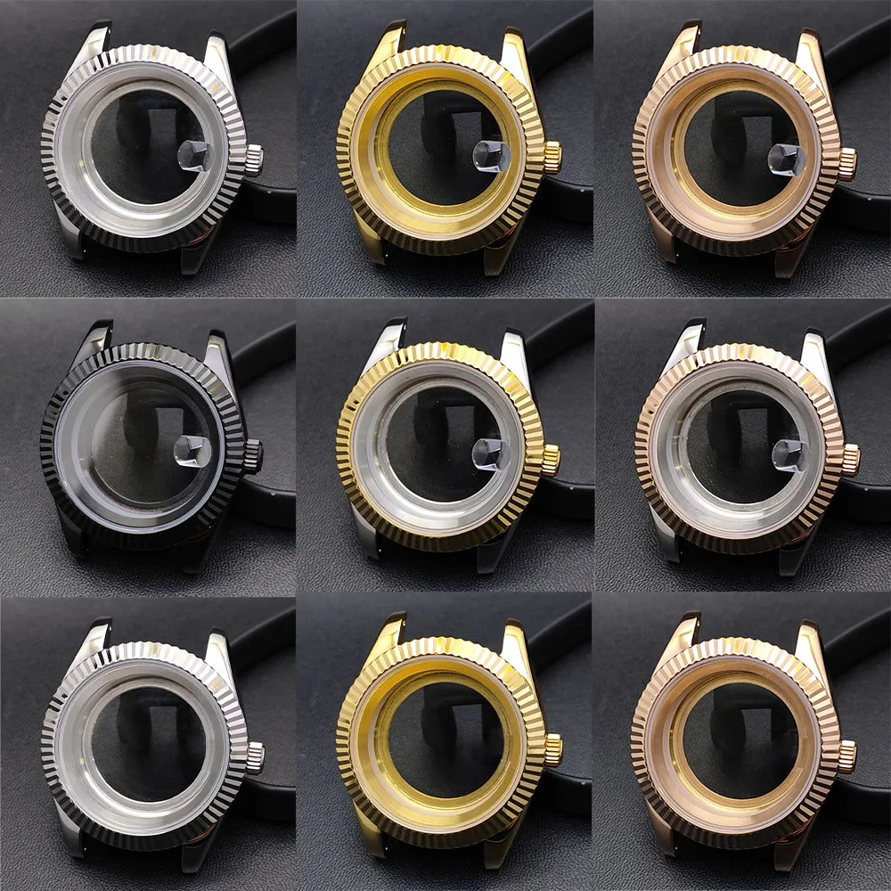 

41mm Journal Model case FIT NH34 NH35 NH36 movement men's steel case watch parts 20mm watch box sapphire glass watch