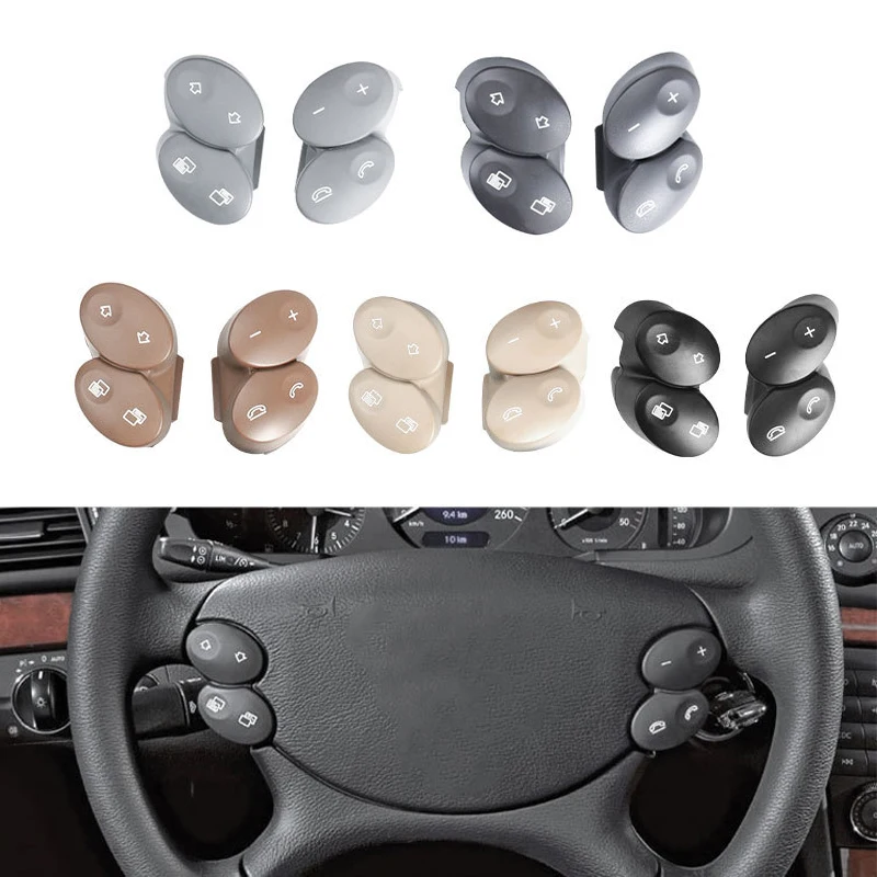 

1 Pair Car Steering Wheel Switch Control Button Trim Cover For Mercedes-Benz E CLS G SL CLK W211 W219 W209 W463 W230 2006-2008