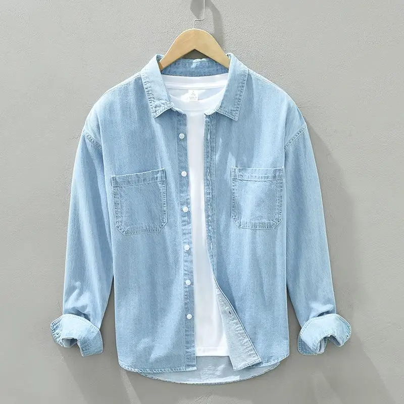 

Men's Long Sleeve Cowboy Shirt Jacket Workwear Cotton Casual Fashion Pocket Design Iron Resistant Daily Wear