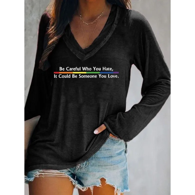 Pride Month Gift Women's V-Neck Short Sleeve Summer Casual Print T-Shirt