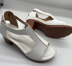 Summer Woman Sandals PU Buckle Strap Round head Shallow Comfy Soft Retro Thick heel Zapatos De Mujer Women Shoes Size 36-43