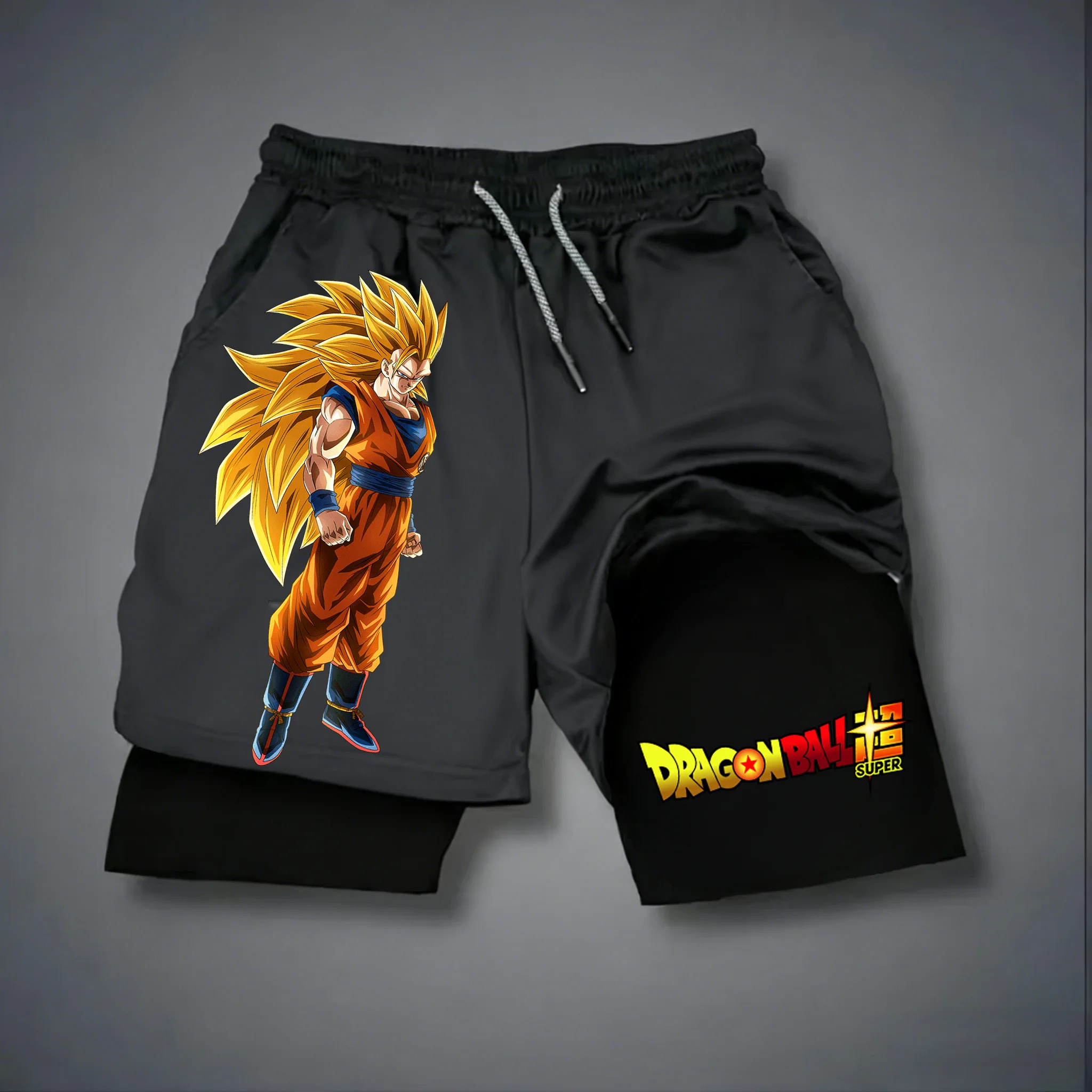 

2026 Summer Hot Sale Dragon Ball Fake Two-Piece Shorts for Family and Children - High-Quality Sports Shorts Retro Y2K Hip Hop