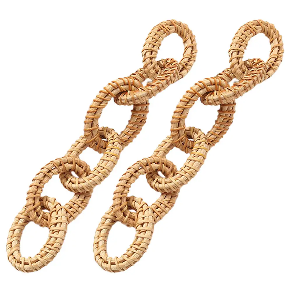 2Pcs Rattan Woven Chain Link Decor Charming Rustic Hanging Wall Art Decor for Home Office Apartment Wedding Decoration Aesthetic